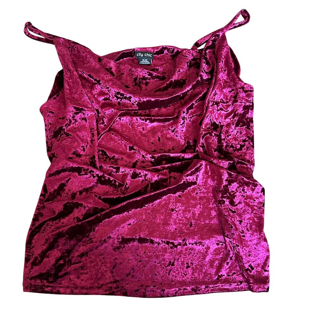 Maroon Red Ruby Lust Velvet City Chic tank Top NWT SZ 1X XL